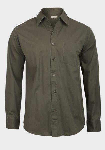 Tex Men's Dark Olive Green Casual Button-Down Shirt – Oasislync