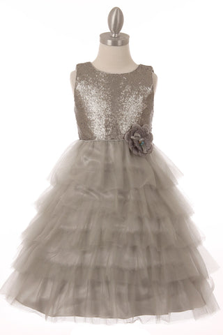 Sequin Layered Girls Party Dress - Oasislync