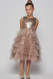 Sequin Layered Girls Party Dress - Oasislync